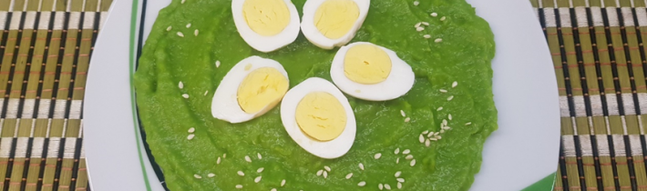 Hráškové pyré s prepeličími vajíčkami